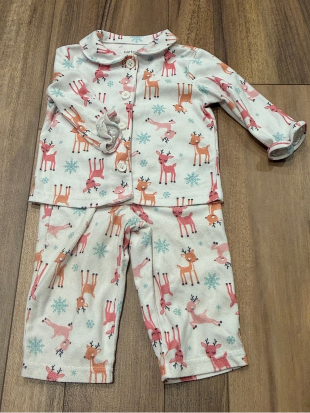Carter's Pink & Orange Reindeer Pajama Set